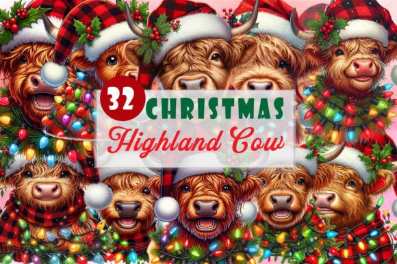 Download Cute Christmas Highland Cow Clipart - Cute christmas Collection