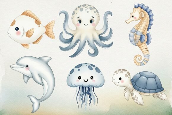 Download Undersea Watercolor Animals Clipart - Watercolor animals clipart Collection