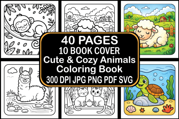 Download Cute &amp; Cozy Animals Coloring Book - Premium Resources